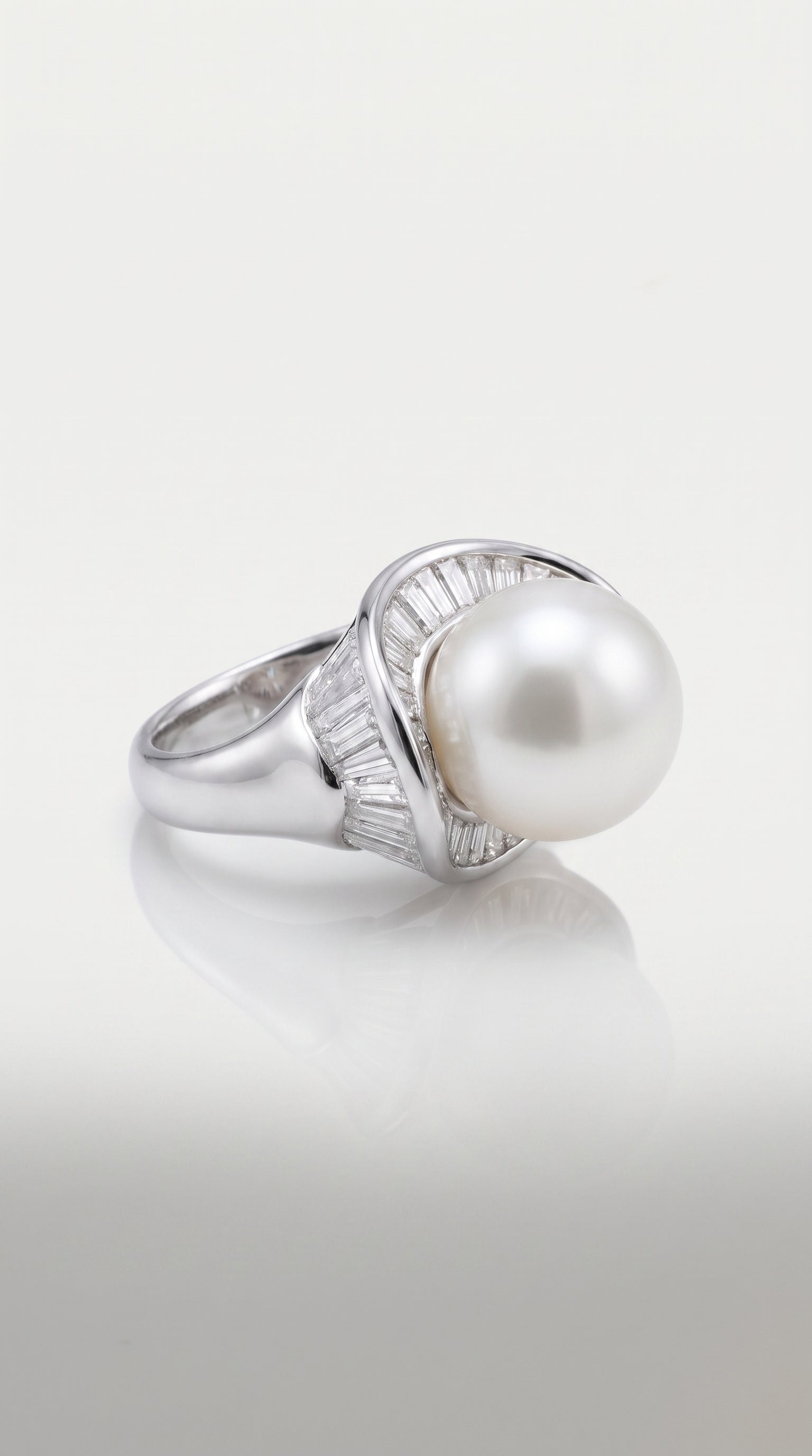 Australian South Sea Pearl & 3.00ct Baguette Diamond Ring