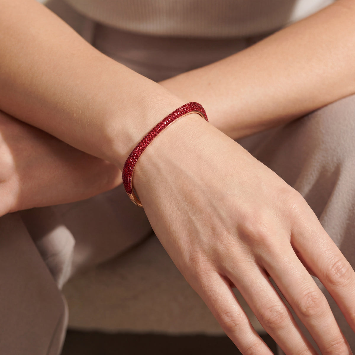 Invisible Rubies Micro Pave Bangle — Levendi Jewellers