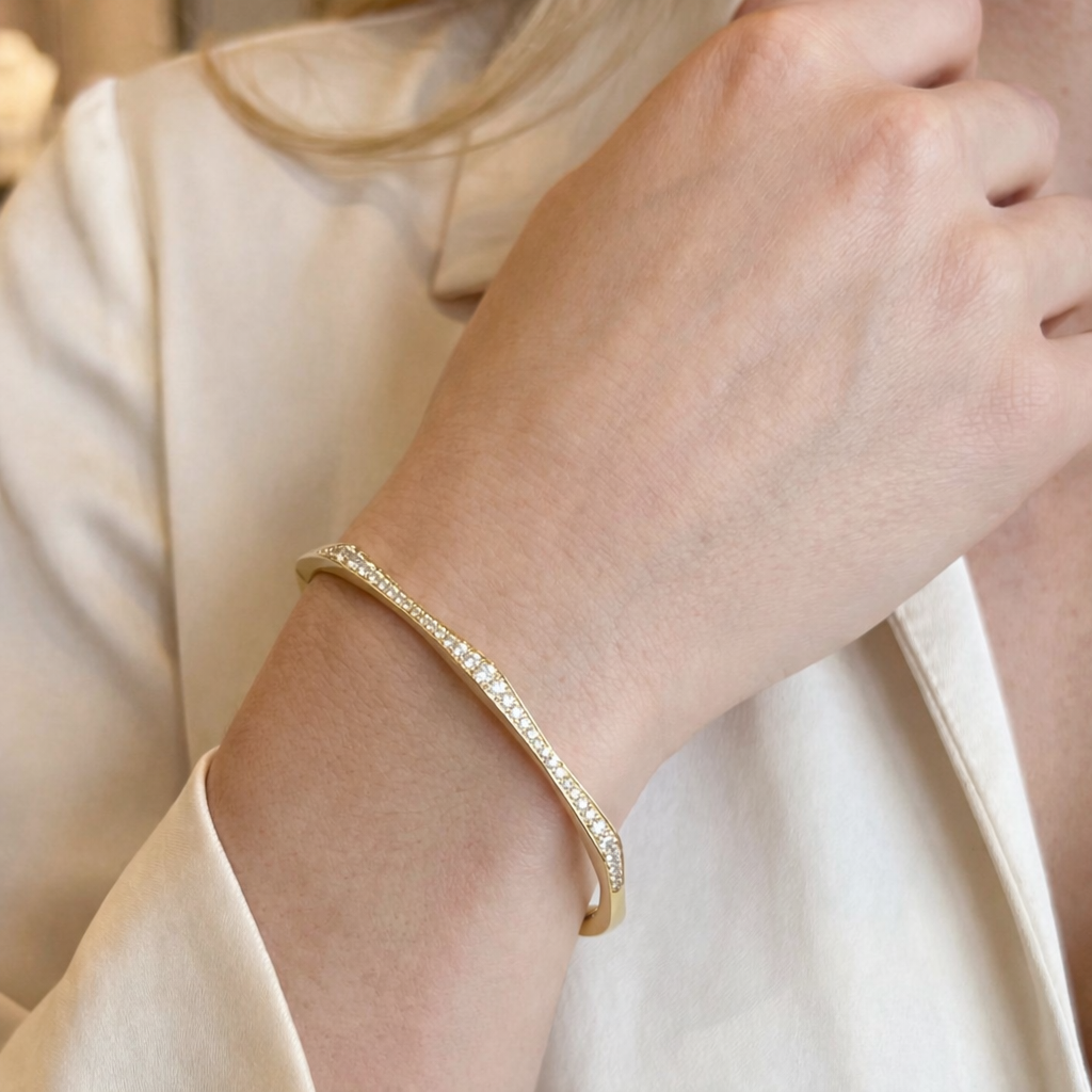 Bamboo Diamonds Bangle, view 2 — Levendi Jewellers