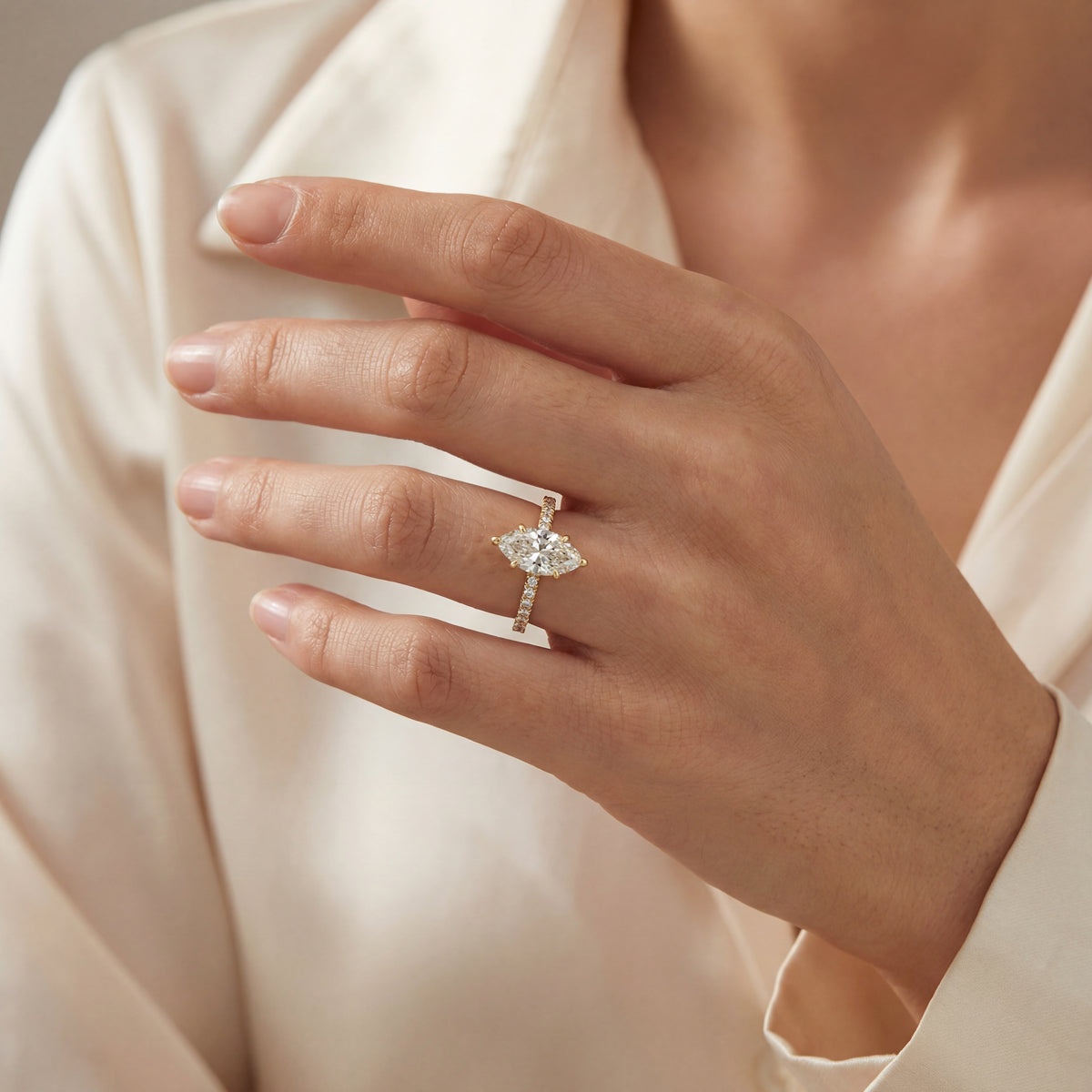 Levendi Classic - Marquise Diamond Engagement Ring, view 2 — Levendi Jewellers
