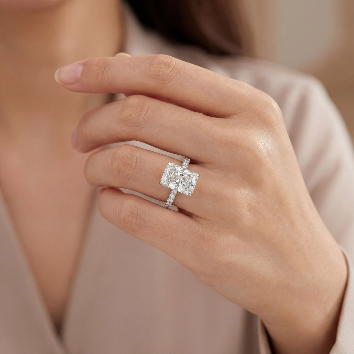 Levendi Classic - Radiant Diamond 5.00ct Engagement Ring, view 2 — Levendi Jewellers