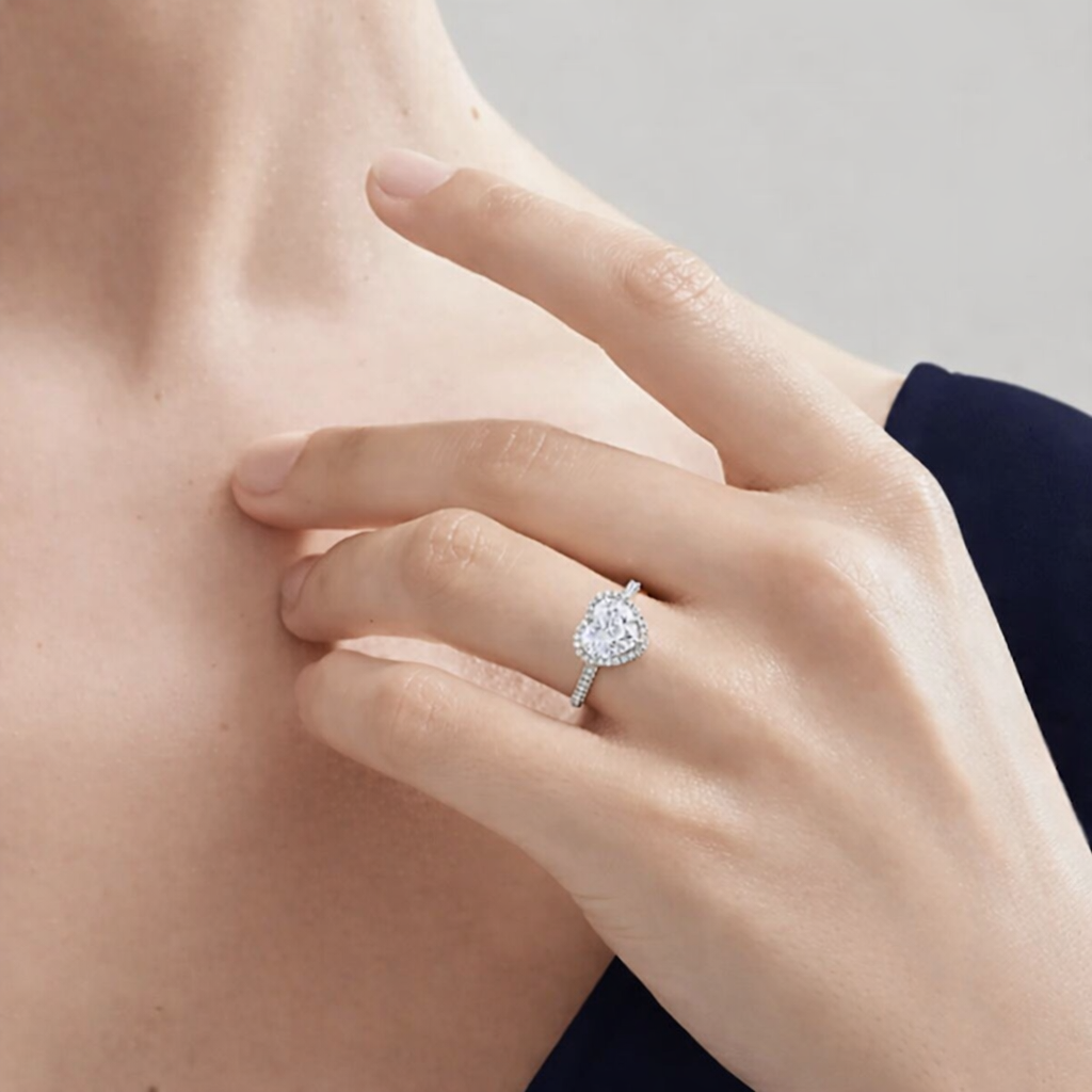 Levendi Classic - Heart Halo Engagement Ring, view 2 — Levendi Jewellers