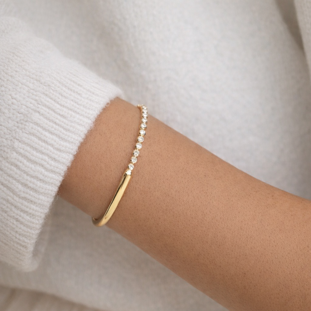 Pure Line - half tennis half bangle bracelet