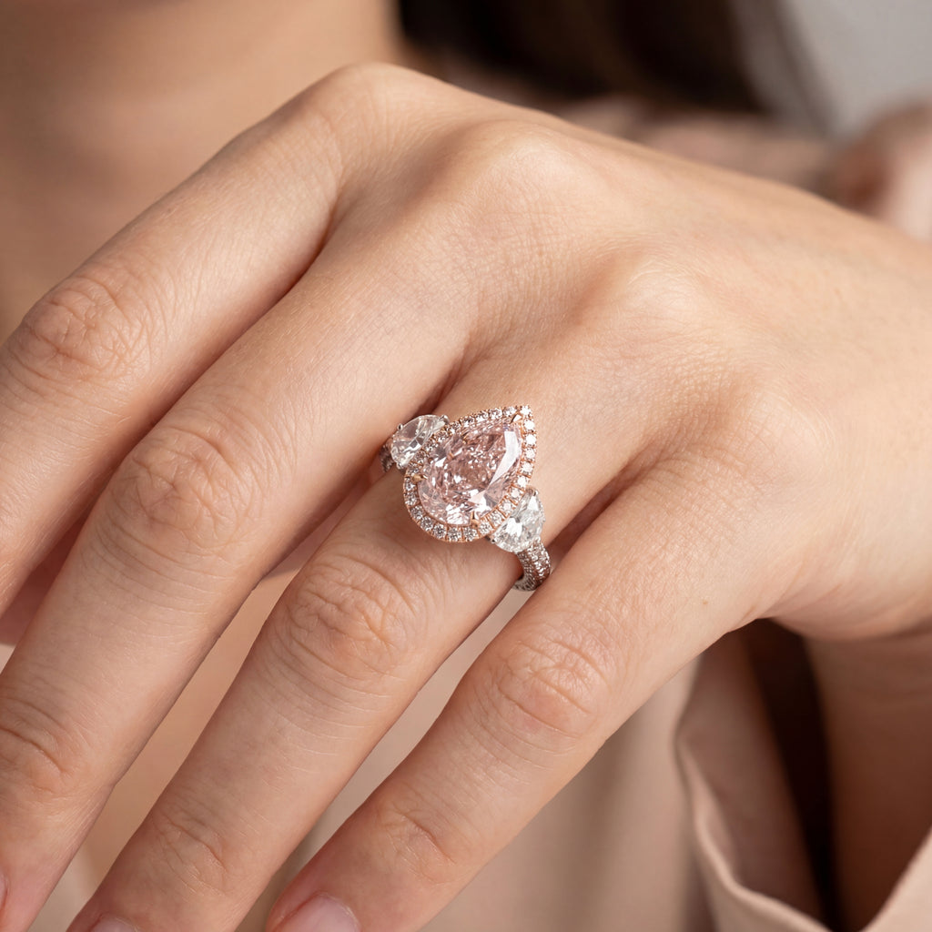 Myrella Pink Diamond Engagement Ring, view 3 — Levendi Jewellers