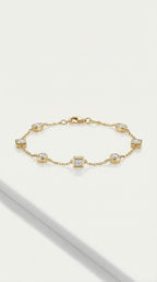 Pure Line - 6 Diamonds Mix Shapes Bezel Set Fine Bracelet — Levendi Jewellers