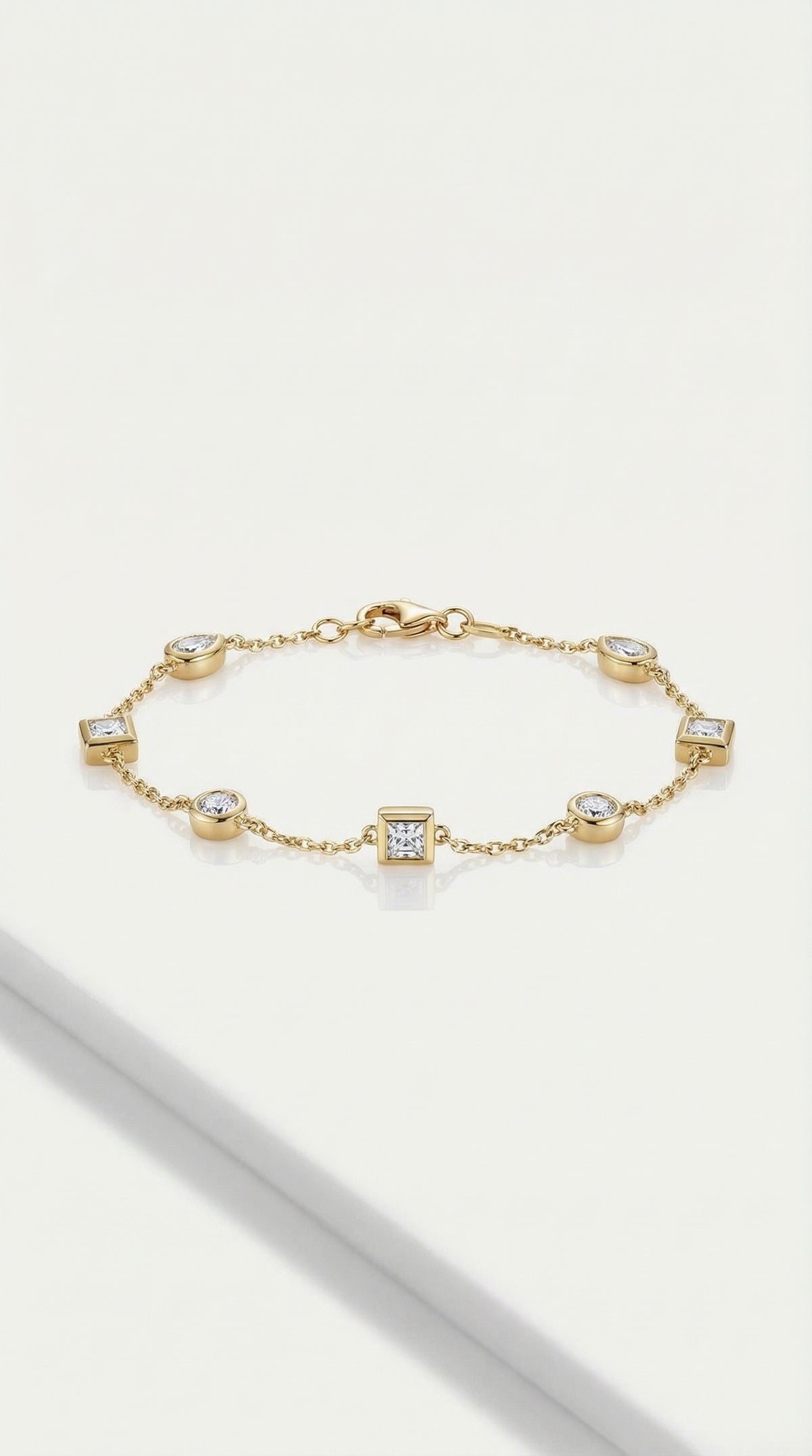 Pure Line - 6 Diamonds Mix Shapes Bezel Set Fine Bracelet — Levendi Jewellers