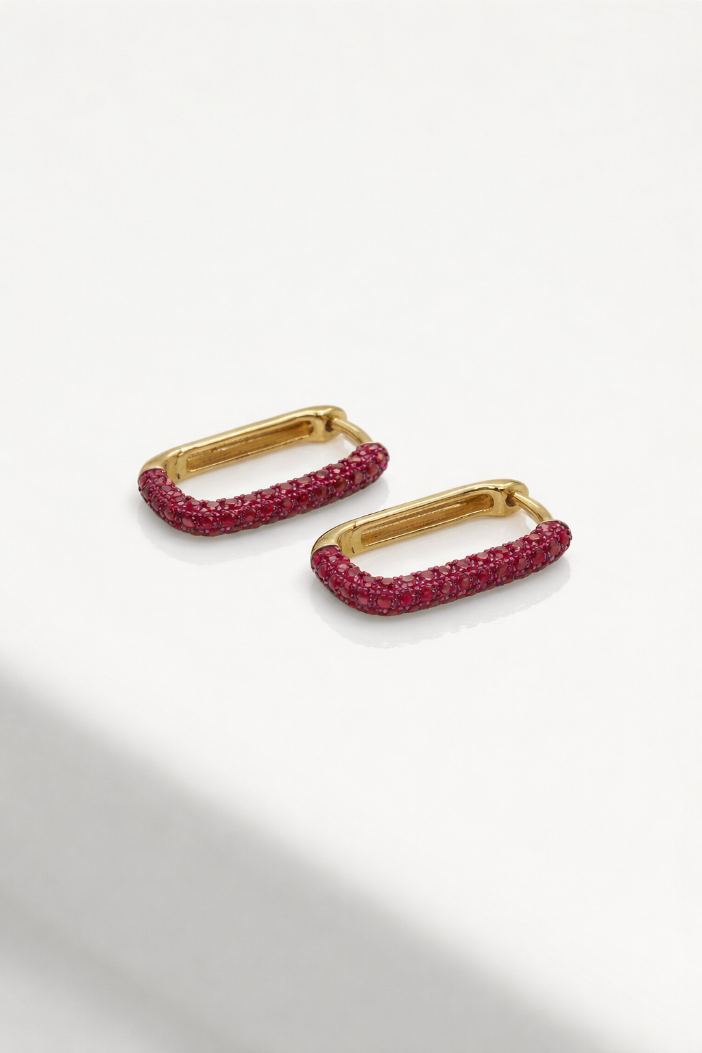 Levendi Essentials - U shape Rubies pavé Hoops — Levendi Jewellers