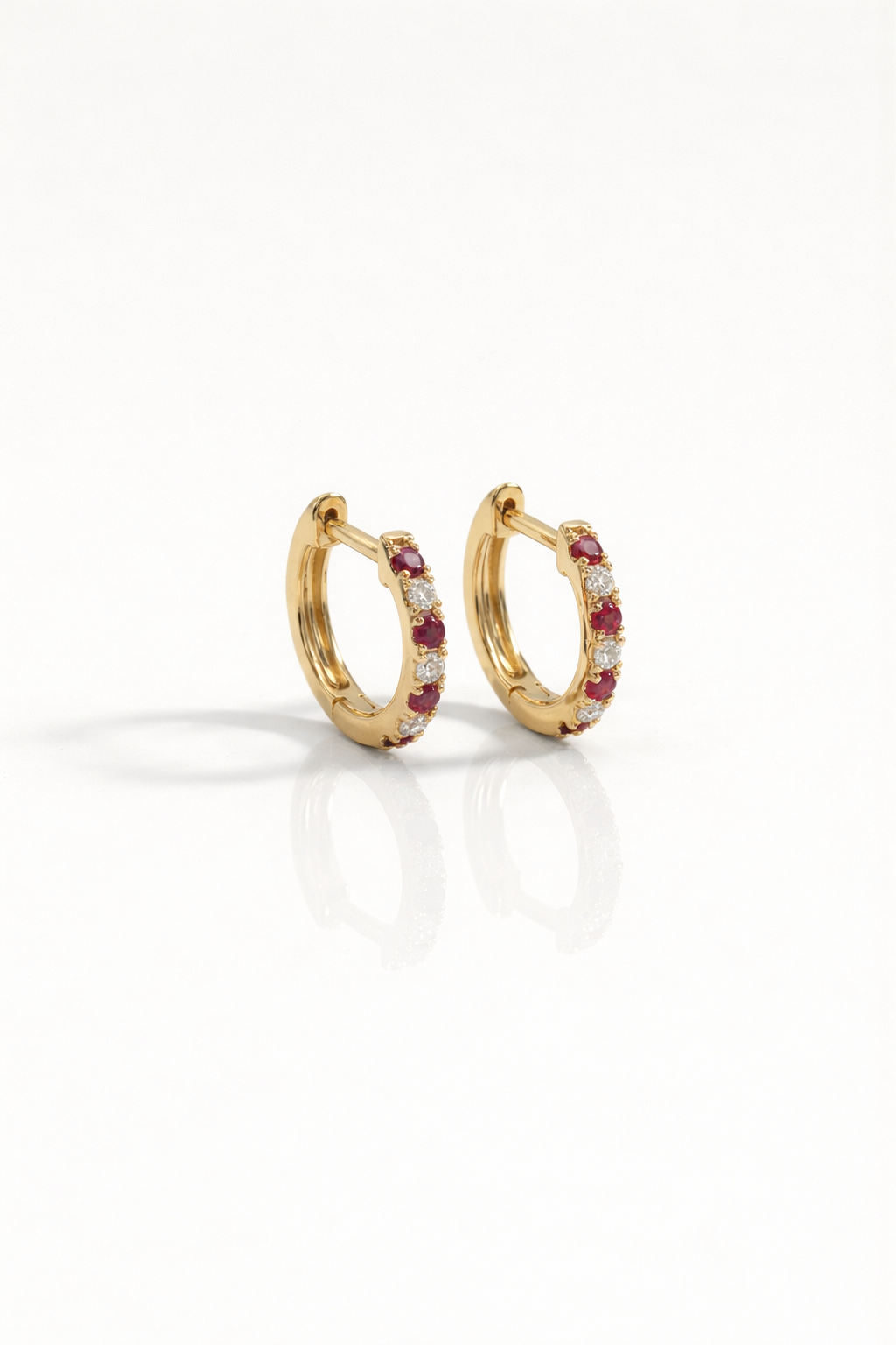 Levendi Essentials - Mini Rubies & Diamonds Huggies — Levendi Jewellers