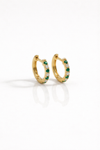 Levendi Essentials - Mini Emerald & Diamonds Huggies — Levendi Jewellers