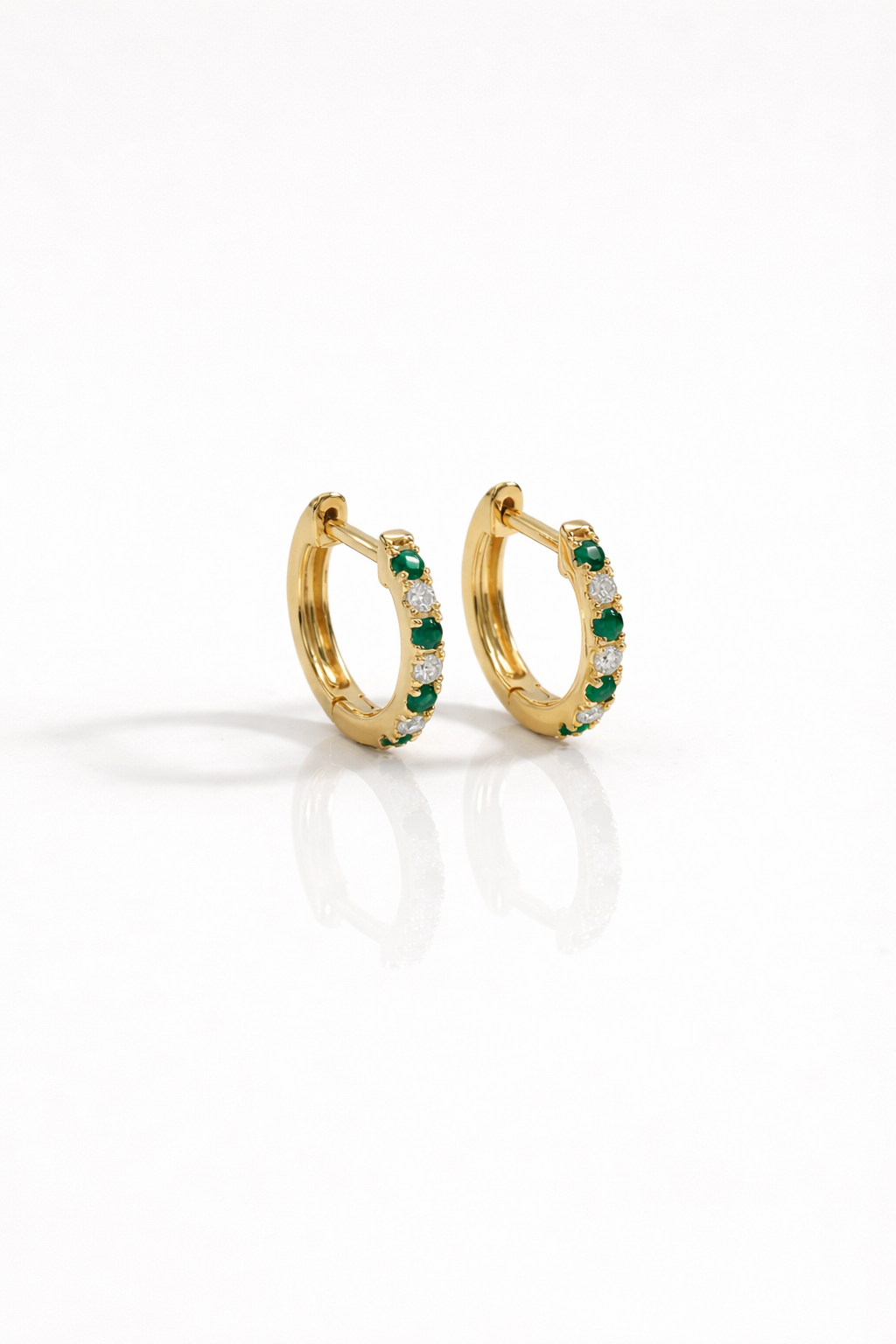 Levendi Essentials - Mini Emerald & Diamonds Huggies — Levendi Jewellers