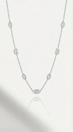 Pure Line - 11 Diamonds Mix Shape Bezel Set Fine Necklace — Levendi Jewellers