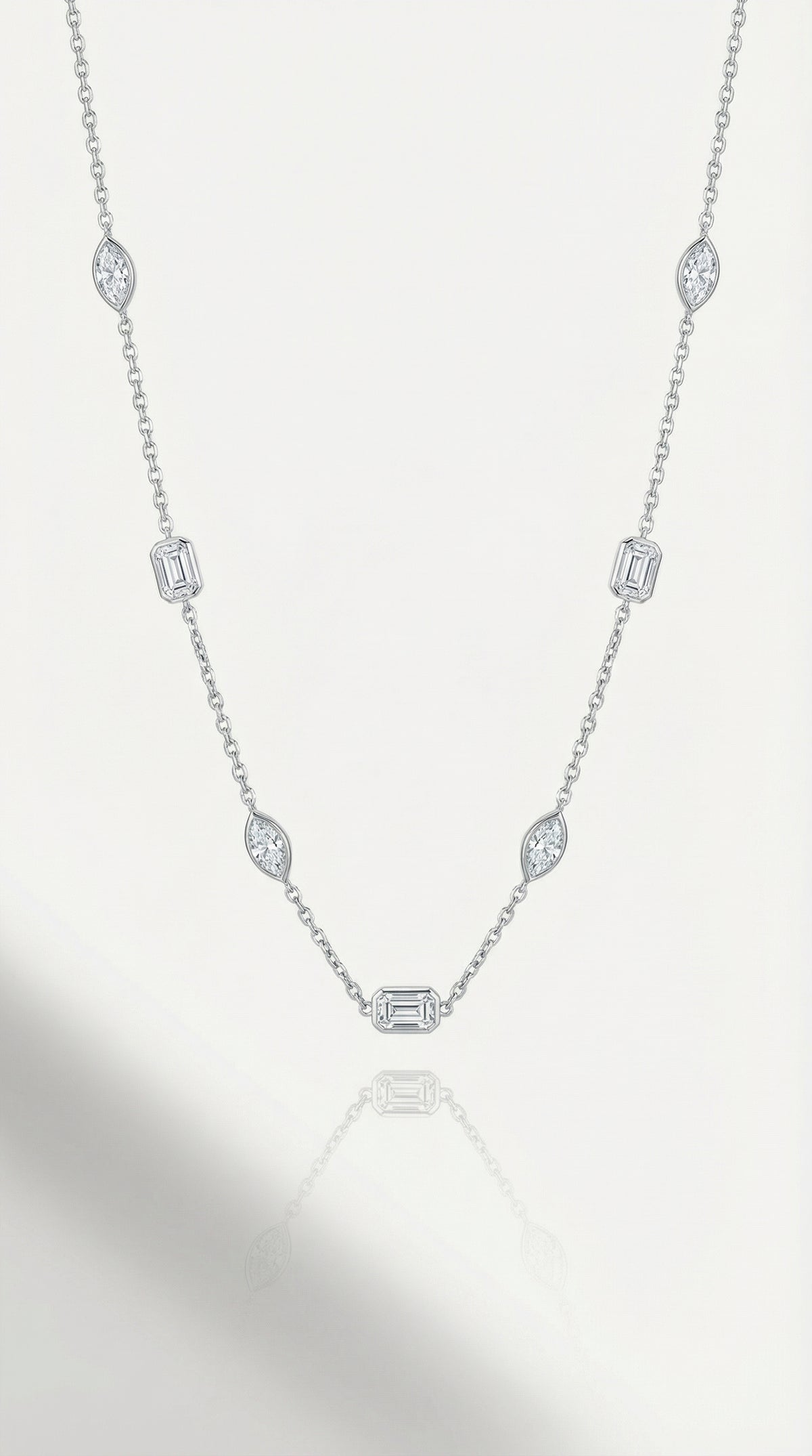 Pure Line - 11 Diamonds Mix Shape Bezel Set Fine Necklace — Levendi Jewellers