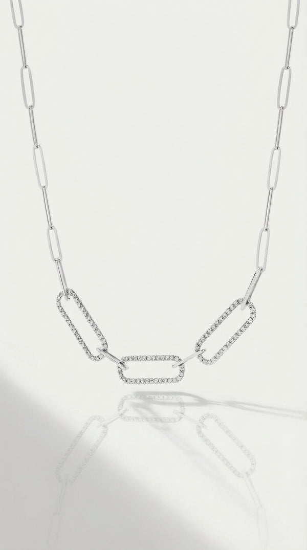 Levendi Essentials - Paper Clip Oval Links Diamond Necklace — Levendi Jewellers