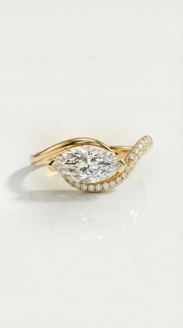 Levendi Wave of Love - Marquise Cut Pave Engagement Ring — Levendi Jewellers