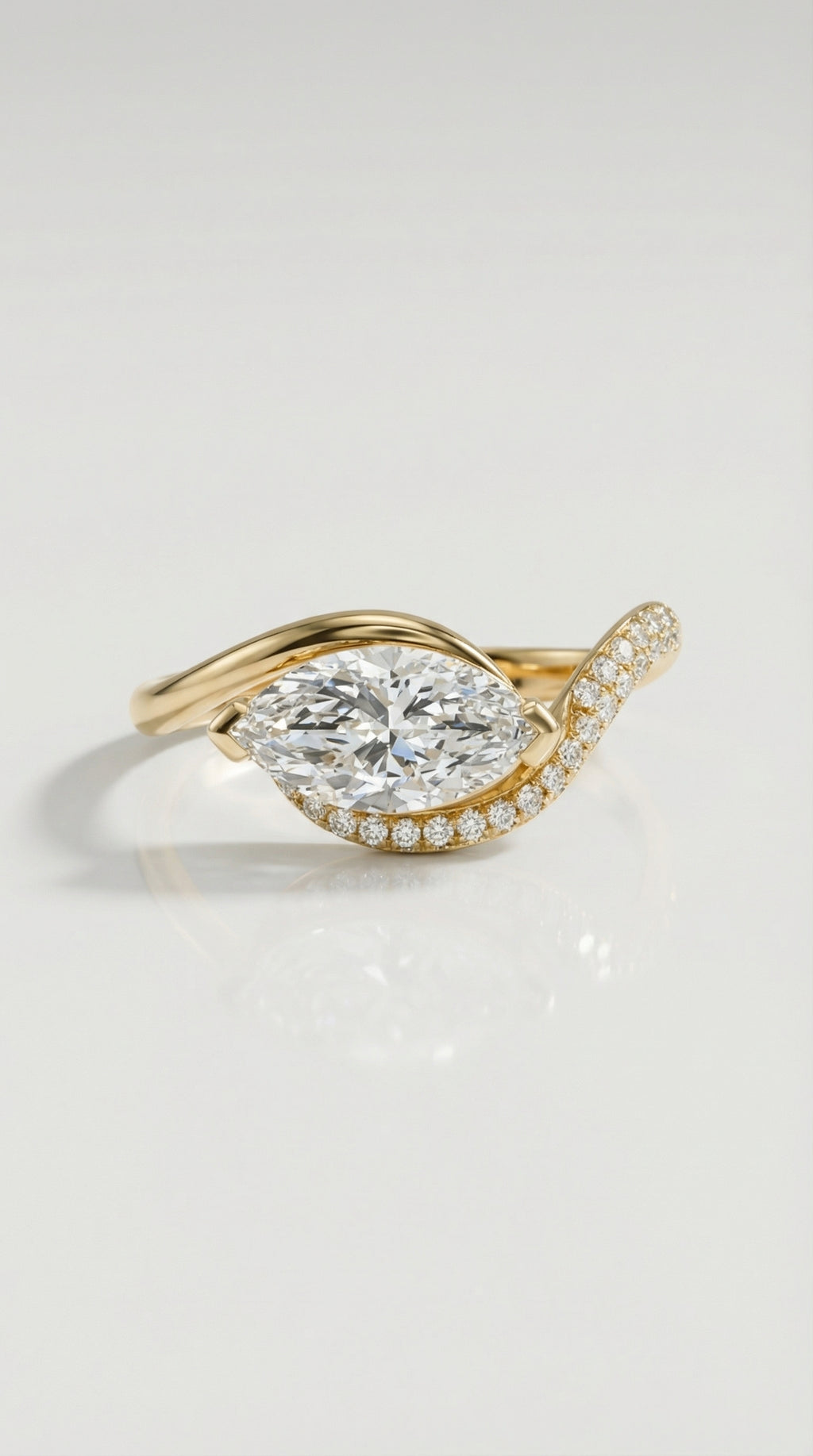 Levendi Wave of Love - Marquise Cut Pave Engagement Ring — Levendi Jewellers