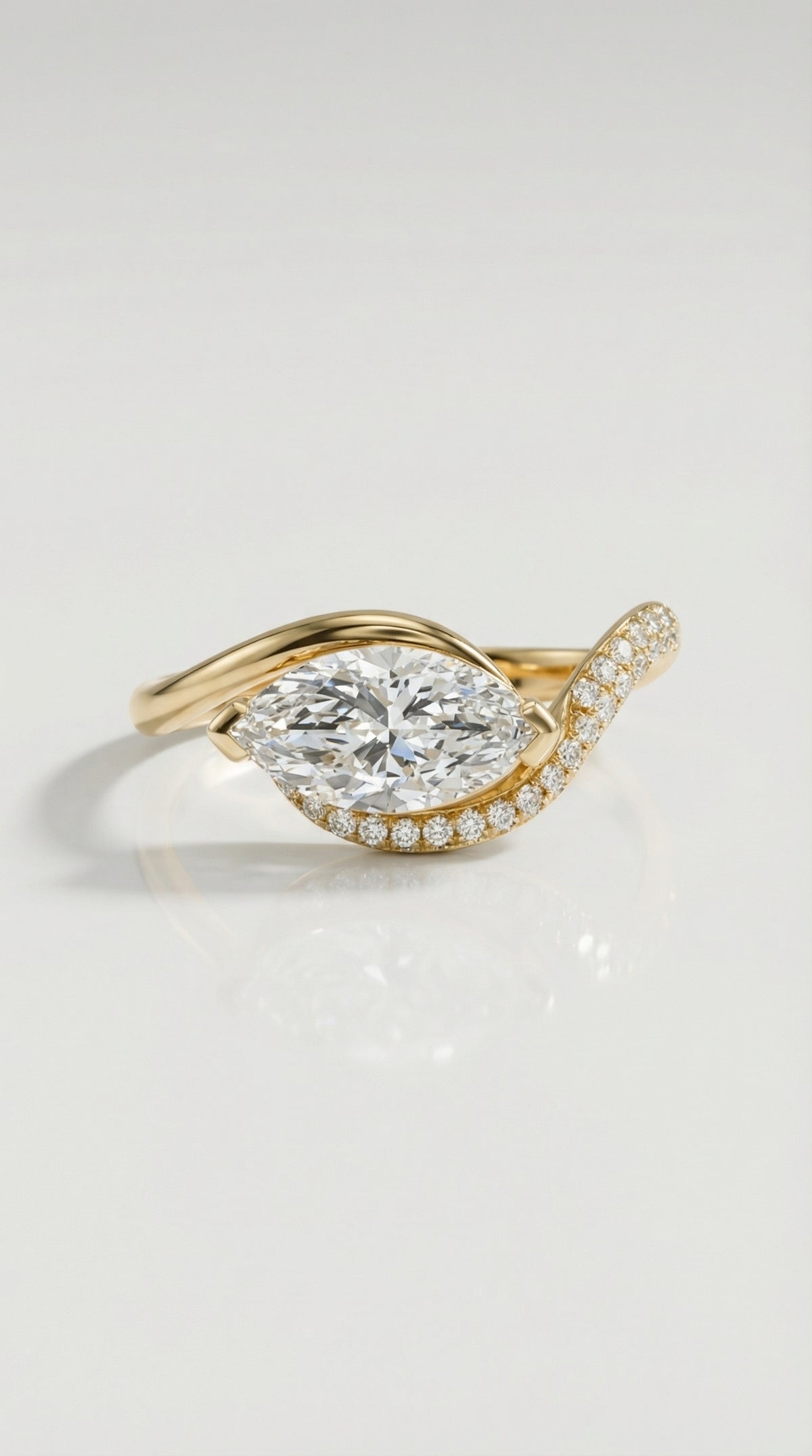 Levendi Wave of Love - Marquise Cut Pave Engagement Ring — Levendi Jewellers