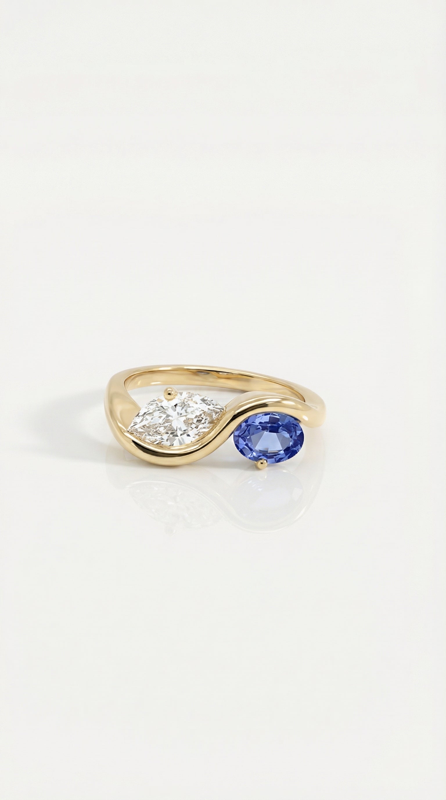 Levendi Wave of Love - Diamond & Sapphire Engagement Ring