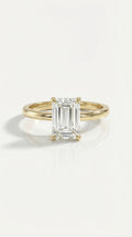 Levendi Classic - Classic Emerald Cut Plain Band Engagement Ring
