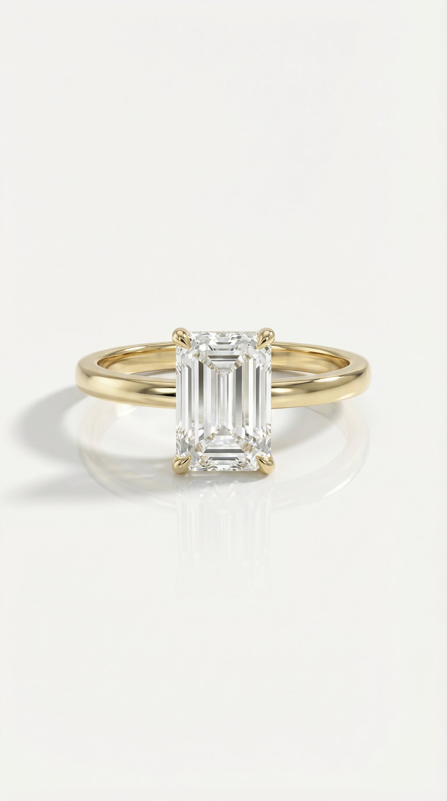Levendi Classic - Classic Emerald Cut Plain Band Engagement Ring