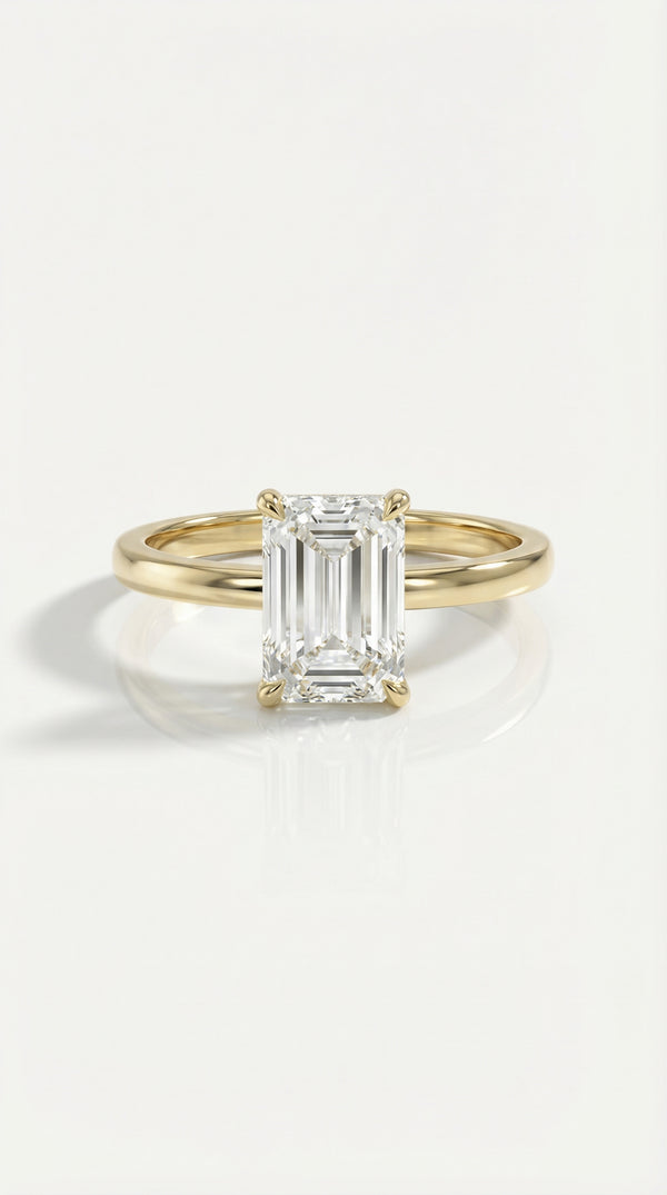 Levendi Classic - Classic Emerald Cut Plain Band Engagement Ring — Levendi Jewellers
