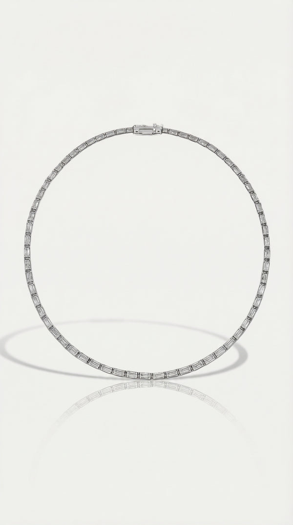 Baguette Classic Diamond Tennis Necklace 8.04ct — Levendi Jewellers