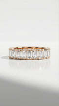 Wedding Band - Eternity Emerald Cut Diamonds Bezel Set
