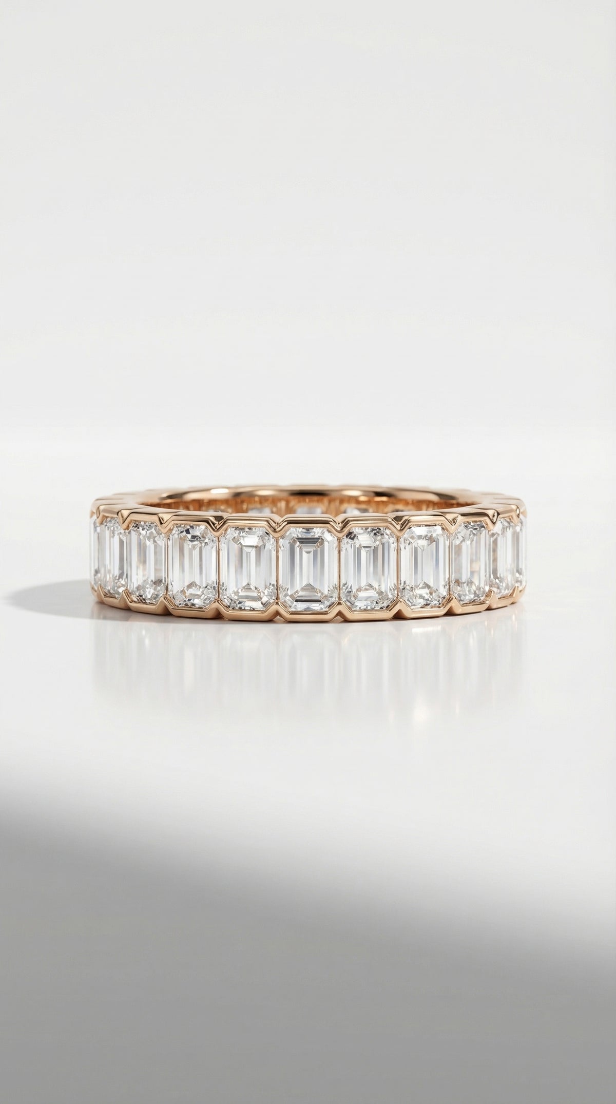 Wedding Band - Eternity Emerald Cut Diamonds Bezel Set — Levendi Jewellers