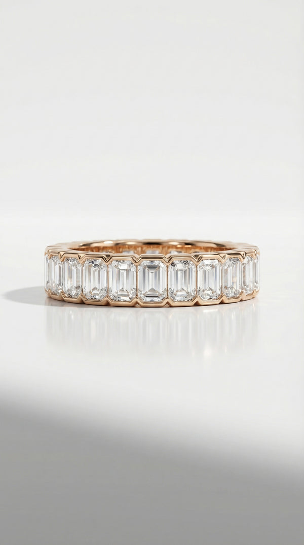 Wedding Band - Eternity Emerald Cut Diamonds Bezel Set — Levendi Jewellers