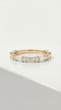 Wedding Band - Baguette & Round Diamonds Claw Set
