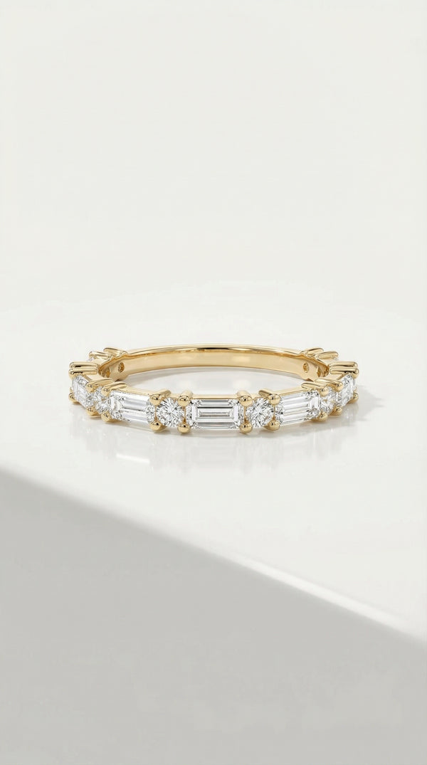 Wedding Band - Baguette & Round Diamonds Claw Set — Levendi Jewellers