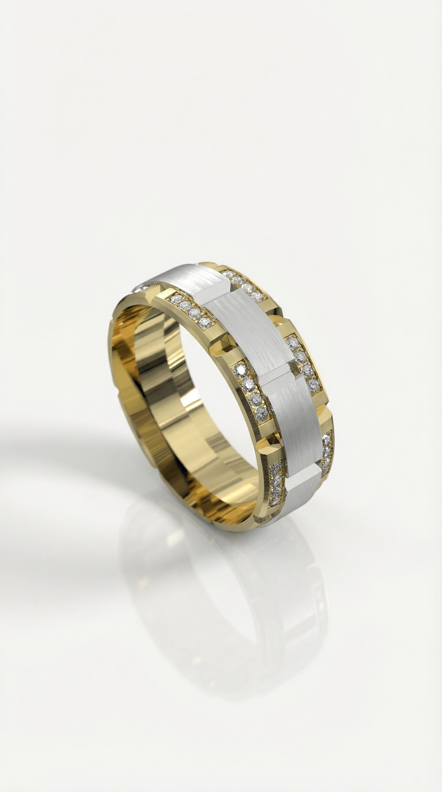 Grooved Cutout Full Circle Diamond Ring