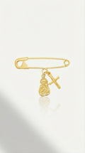 Mini Pin Yellow Gold Evil Eye Jesus