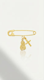 Mini Pin Yellow Gold Evil Eye Jesus — Levendi Jewellers