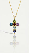 Rainbow - Multi Gemstone Cross Pendant