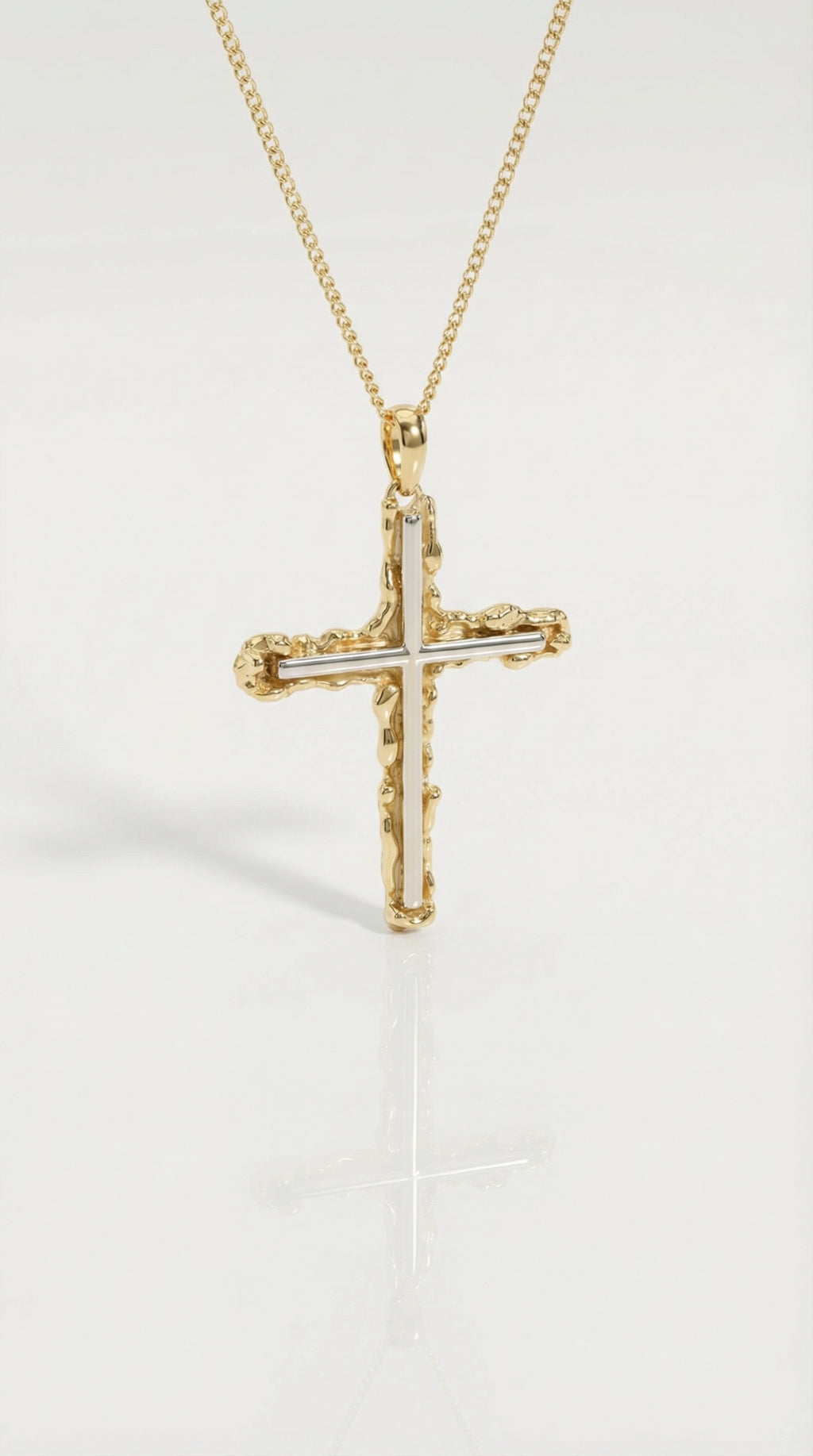 Yellow Gold Textured Cross — Levendi Jewellers