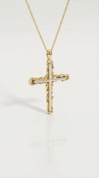 Yellow Gold Textured Cross — Levendi Jewellers