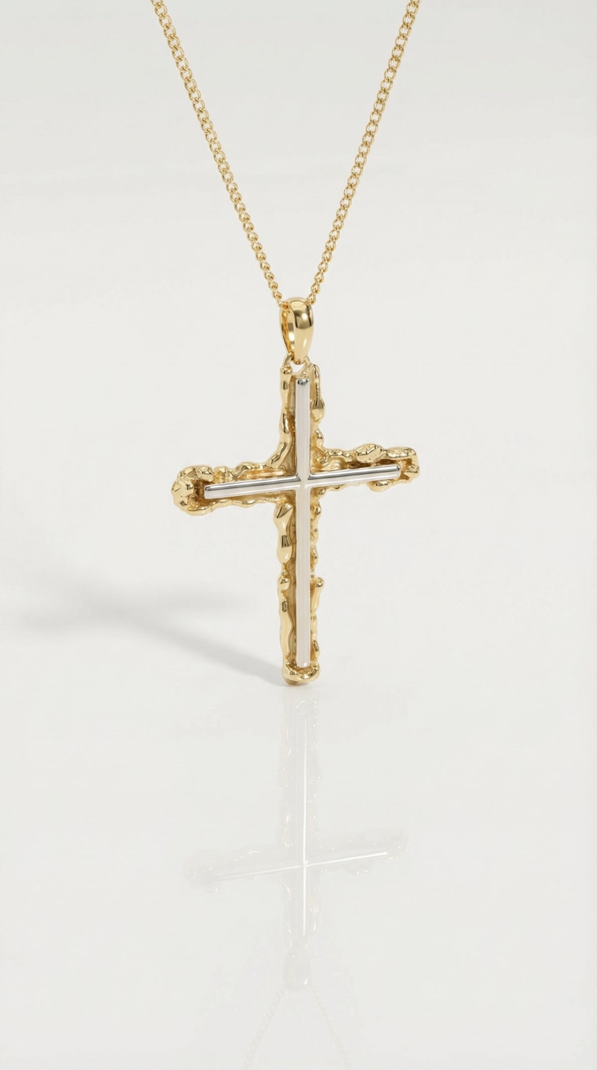 Yellow Gold Textured Cross — Levendi Jewellers