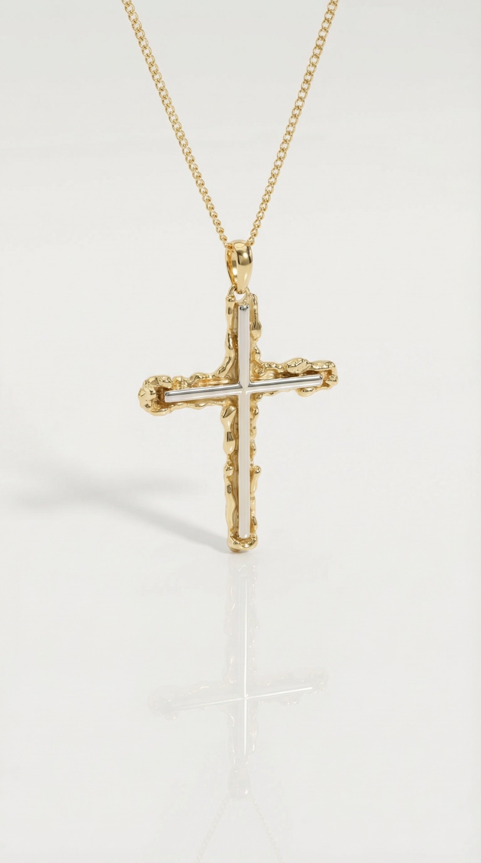 Yellow Gold Textured Cross