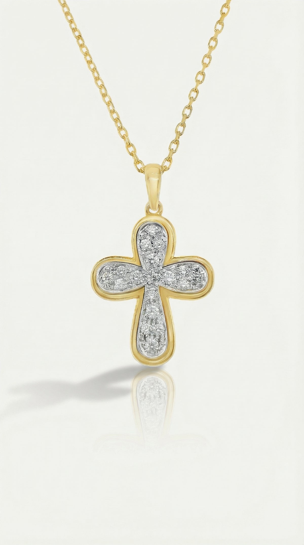 Elena - Orthodox White and Yellow Gold Diamonds Cross — Levendi Jewellers