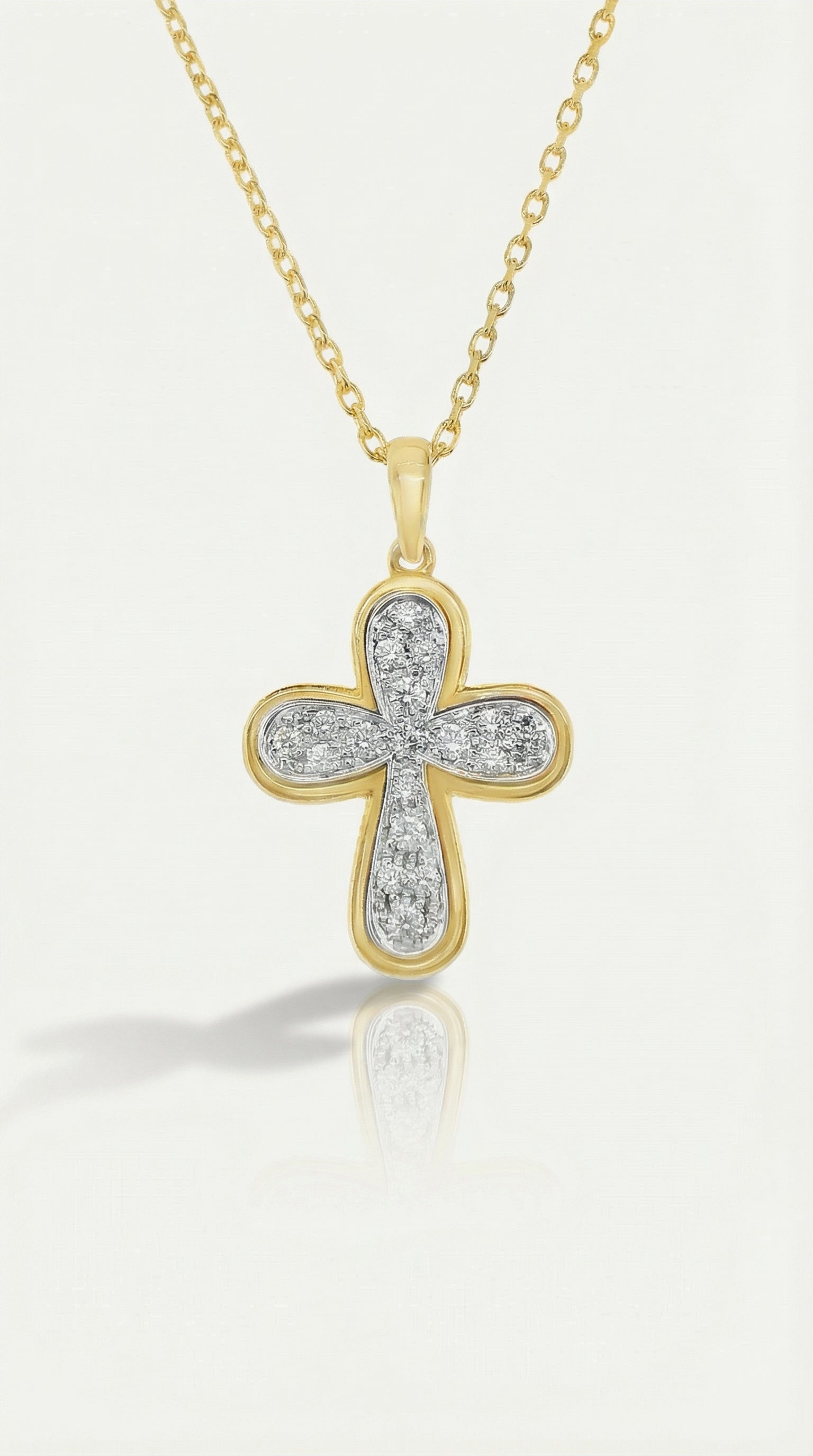 Elena - Orthodox White and Yellow Gold Diamonds Cross