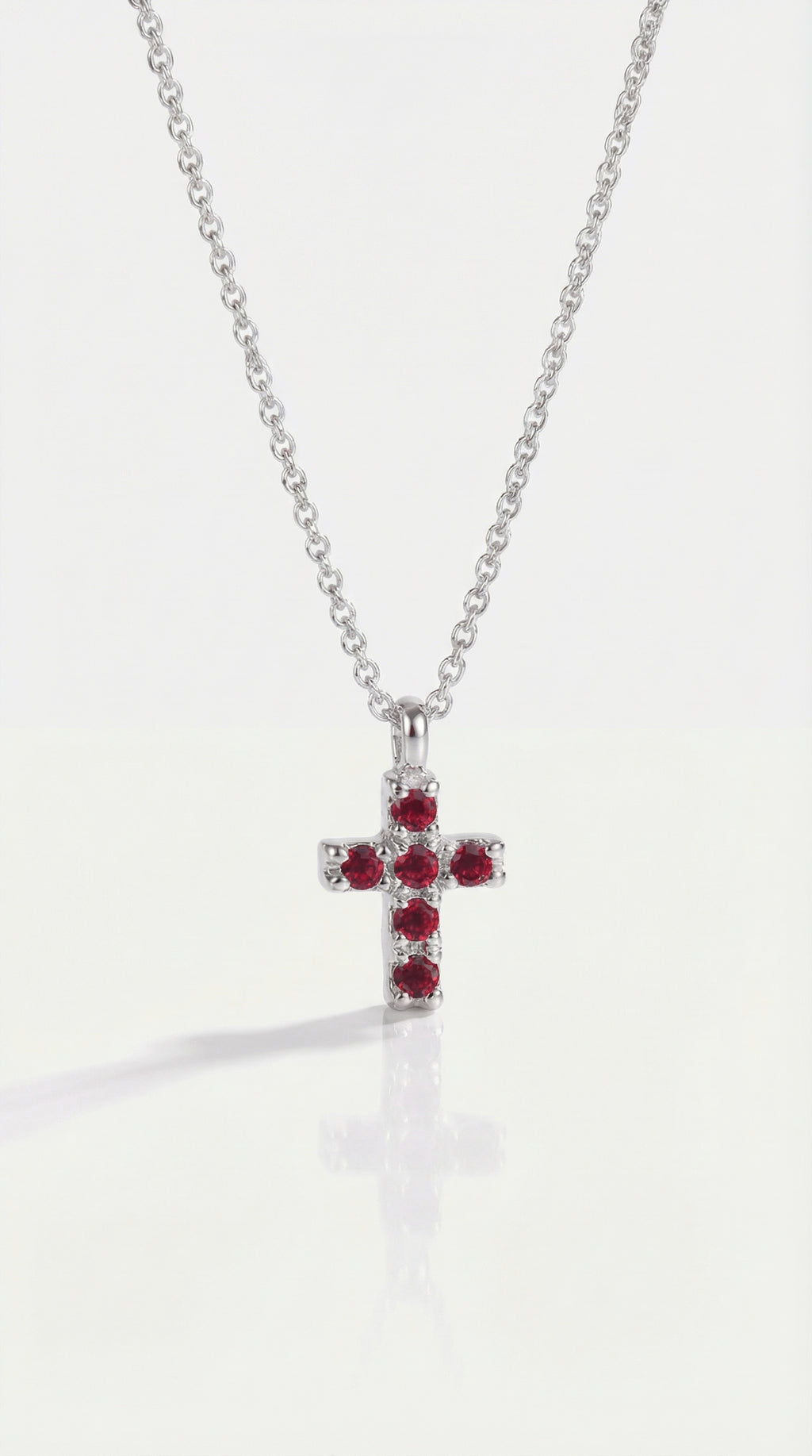 Thea - Mini Rubies White Gold Cross — Levendi Jewellers
