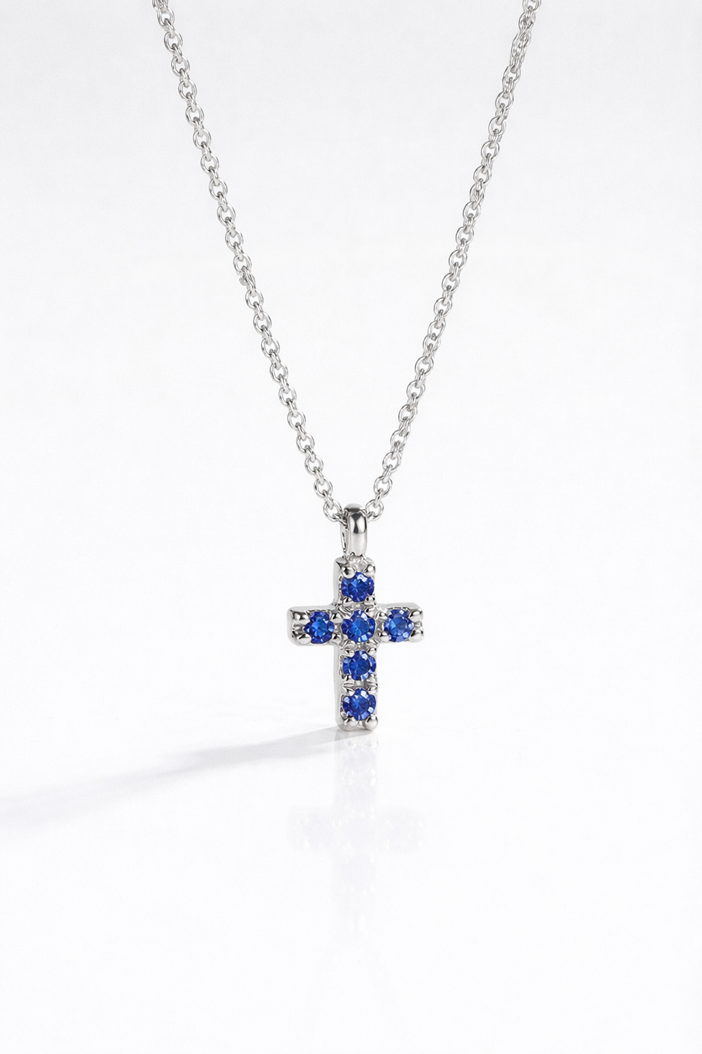 Thea - Mini Sapphires White Gold Cross — Levendi Jewellers