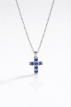 Thea - Mini Sapphires White Gold Cross — Levendi Jewellers