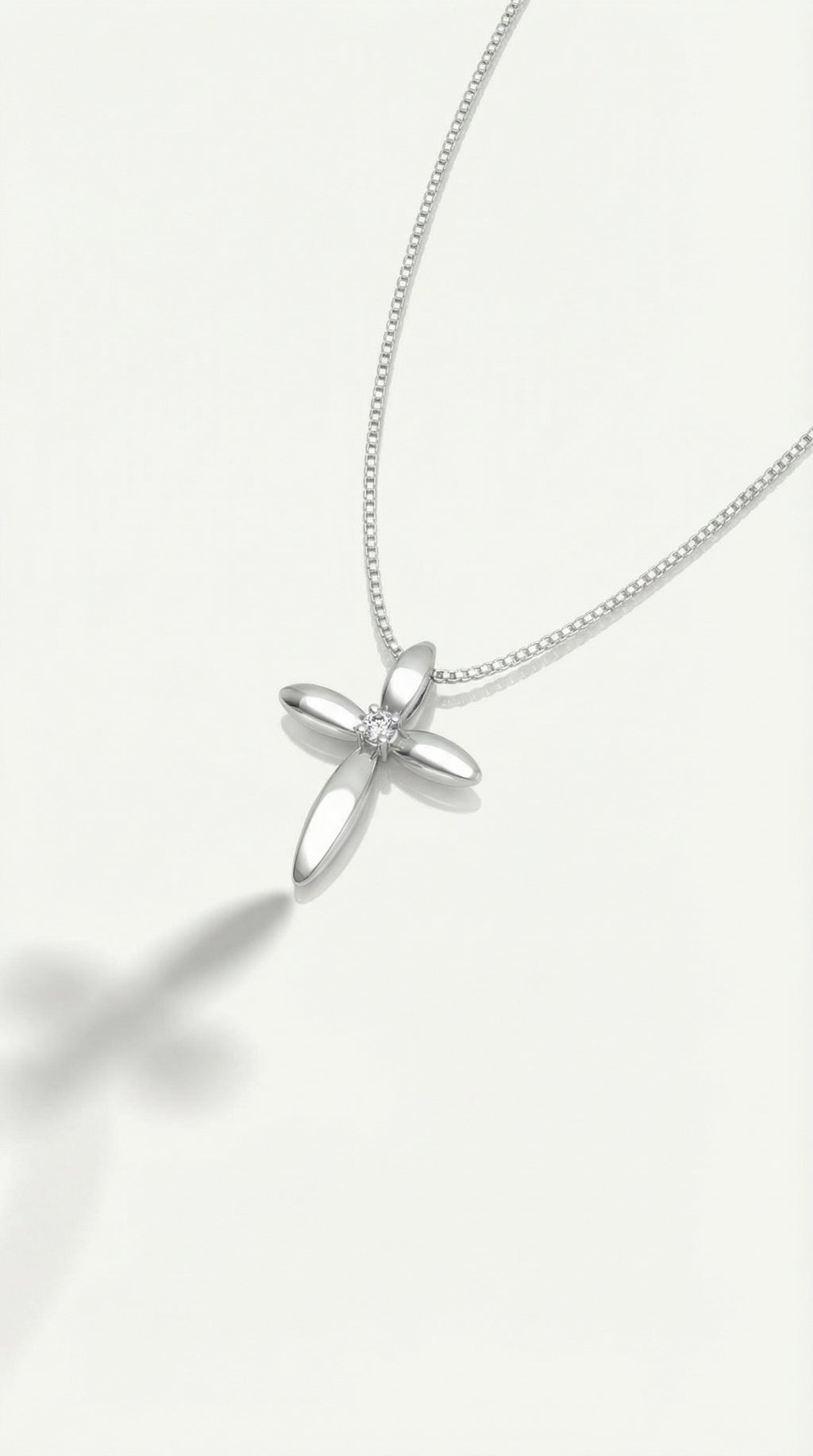 Sophia - Medium White Gold Cross and Single Diamond. — Levendi Jewellers