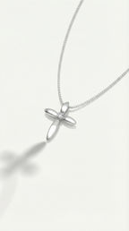 Sophia - Medium White Gold Cross and Single Diamond. — Levendi Jewellers