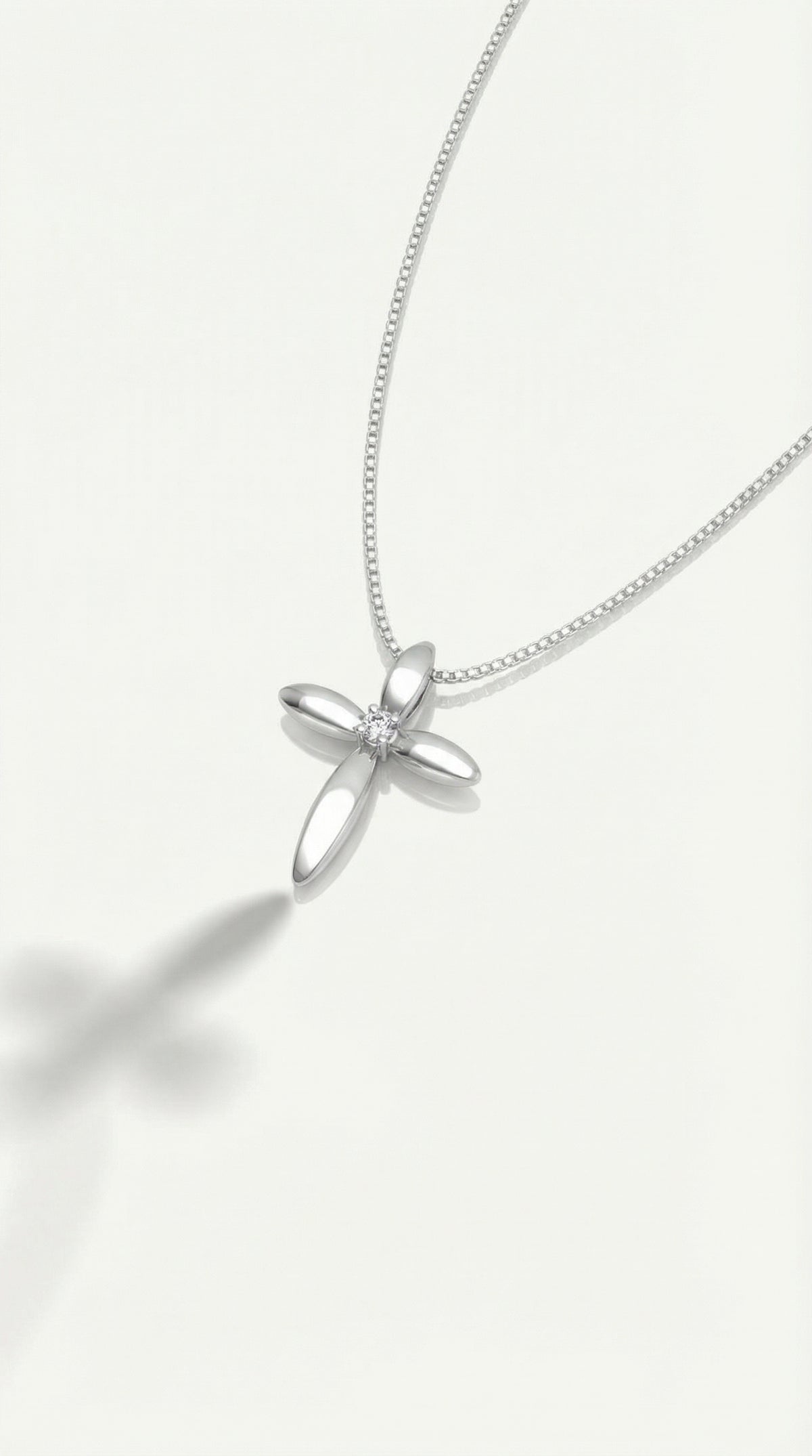 Sophia - Medium White Gold Cross and Single Diamond. — Levendi Jewellers