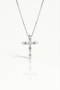 Sofia - Large White Gold Cross and Single Diamond