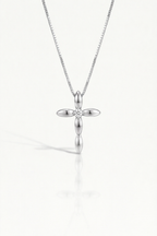 Sophia - Large White Gold Cross and Single Diamond — Levendi Jewellers