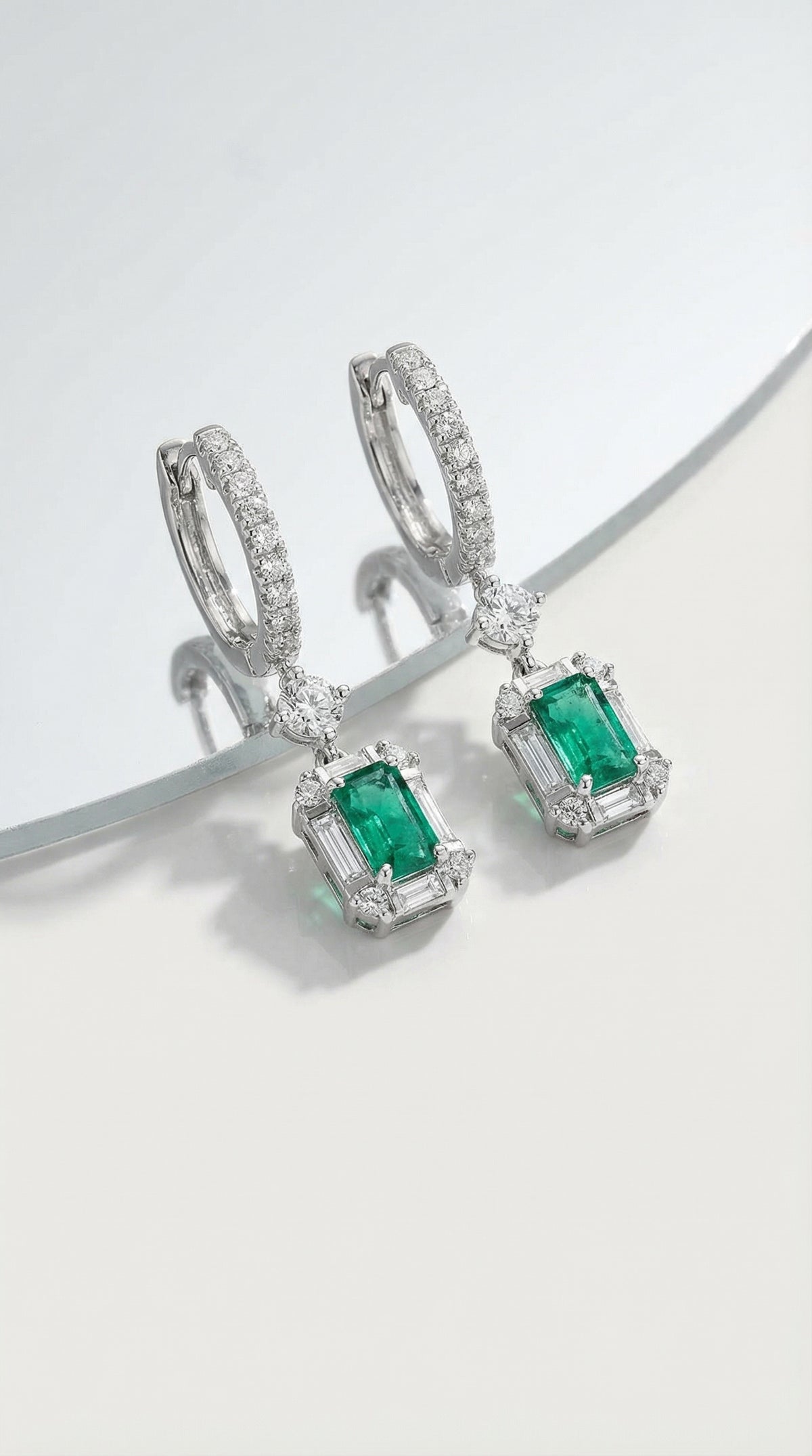 Levendi Art Deco Colombian Emerald Drop Earrings — Levendi Jewellers