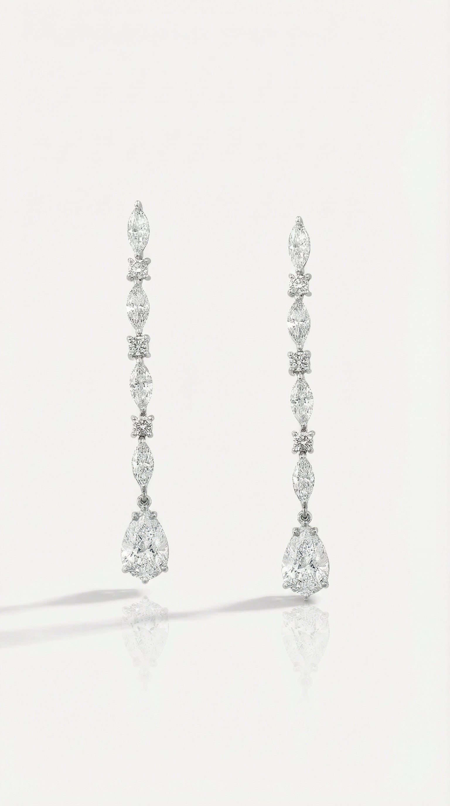 16 Diamonds Pear Marquise Round Drop Earrings